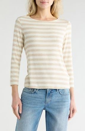 L'agence Lucille Stripe Boat Neck Top in Ivory/Marble Stripe at Nordstrom Rack, Size X-Small