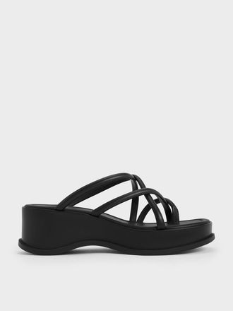 Charles & Keith Strappy Tubular Wedge Sandals
