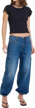 Daze Mirage Mid Rise Cargo Harem Jean In Snap