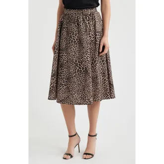 Kobi Halperin Violet Leopard Print A-Line Skirt in Natural Multi at Nordstrom, Size Medium
