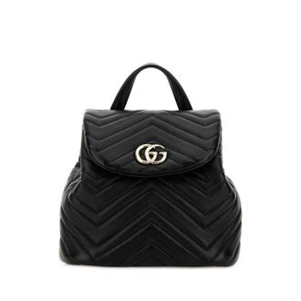 Gucci Black Leather Mini GG Marmont Backpack