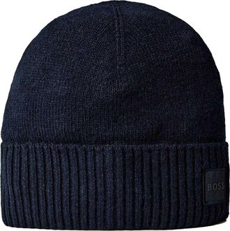 HUGO BOSS Geribbelde wintermuts voor volwassenen (Blauw)
