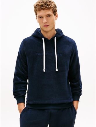 Tommy Hilfiger Mens Plush Lounge Hoodie - Navy - L