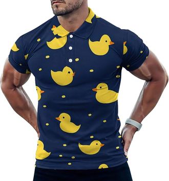 Generic Yellow Rubber Ducks Mens Polo Shirt Casual Short Sleeve Golf Collared Shirts Slim Fit Muscle Tops