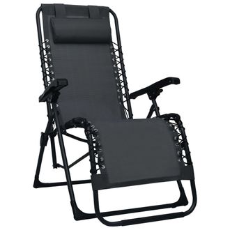 vidaXL Vidaxl - Tumbona Plegable De Terraza Textileno Negra