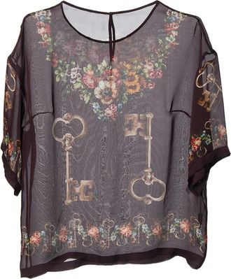 Dolce & Gabbana floral key silk top - Black