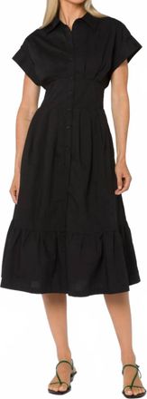 Velvet Heart Poplin Midi Shirt Dress In Black