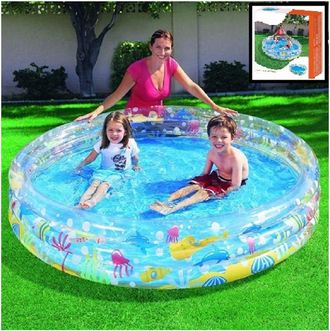 Trade Shop Trade Shop - Piscina Gonfiabile Acquario 3 Anelli 183 X 33 Cm Rotonda Giardino Fuori Terra