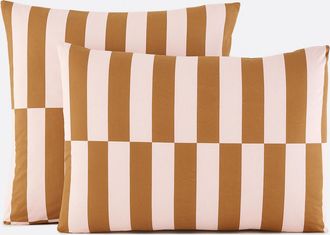 La Redoute Interieurs Kussensloop in 50% gerecycled katoen, geometrische print, TABAKA CARAMEL