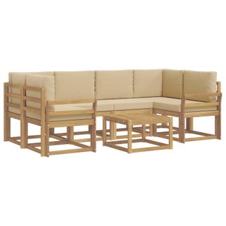 vidaXL Conjunto De Sof&aacute;s De Exterior Con Coj&iacute;n 7 Pcs Y Beige Vidaxl
