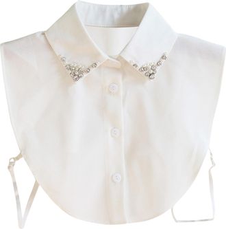 Generic False Collar Dickey for Women Detachable Shirt Collars White Elegant Blouse Bib Crop Top for Layering Under Jumpers Sweaters Pullovers Sweatshirts Fak