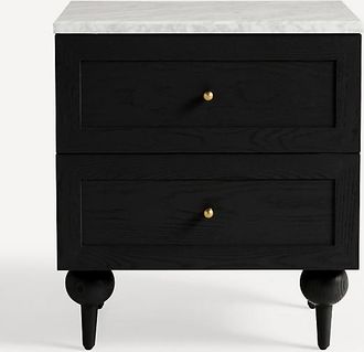 Anthropologie Fern Marble Top Two-Drawer Nightstand