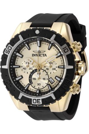 Invicta Aviator 49090 Heren Horloge - Quartz Uurwerk - Roestvrij Staal met gouden Wijzerplaat - 49mm
