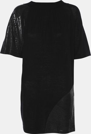 Marina Rinaldi Black Stretch Knit Sequin Neck Tie Tops