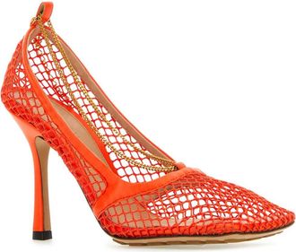 Bottega Veneta Womens Orange Mesh Stretch Pumps Leather - Size EU 36