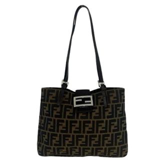 Fendi Pre-owned Zucca Canvas Leather Shoulder Bag - Dames - Pre-owned - Bruin - Maat: ONE Size Leer