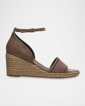 Brunello Cucinelli Suede Espadrille Wedge Sandals