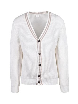 Eleventy White Cotton Men Cardigan