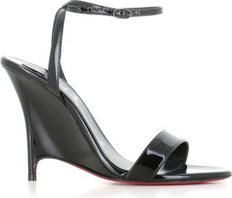 Christian Louboutin Zeezeenella Wedge - Dames - Sandalen met hakken - Zwart - 40 EU - Leer - Schoenen