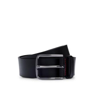 HUGO BOSS Grained leather belt with red stitching