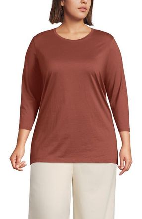 Lands End 3/4 Sleeve Cotton Supima Tunic in Earthen Clay at Nordstrom, Size 1X