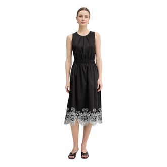 Fracomina Midi Katoenen Jurk - Dames - Casual kleedjes - Zwart - M - Katoen - Kleedjes