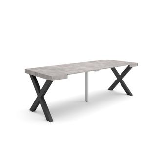 Skraut Home Mesa Consola Extensible, Mesa Comedor Plegable, 220, Para 10 Comensales, Patas Madera Maciza, Estilo Moderno, Gris Cemento - Skraut Home