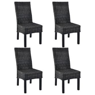vidaXL Vidaxl - Sillas De Comedor 4 Unidades Rat&aacute;n Kubu Y Madera Mango Negro