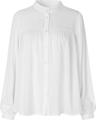 Lollys Laundry Witte Shirt met Pofmouwen - Dames - Overhemden - Wit - S - Overhemden