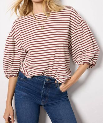 Nation Ltd Sandra Boatneck Top In Sable Stripe