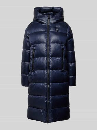 Blauer Regular Fit Steppmantel mit Label-Patch in Marine, Gr&ouml;&szlig;e XS