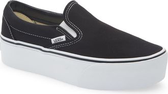 Vans UA Classic Platform Slip-On in Black True White at Nordstrom, Size 6.5 Womens