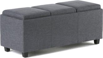 Simpli Home Avalon 42In Contemporary Rectangle Storage Ottoman