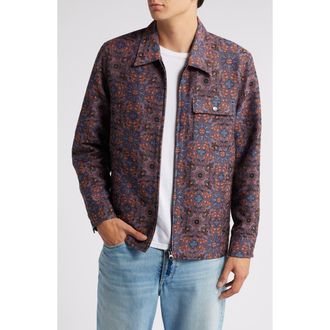 Corridor Qasim Floral Jacquard Zip Jacket in Purple at Nordstrom Rack, Size Large