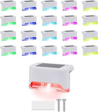 No Brand Paquete De 20 Peque&ntilde;as Luces Solares Led Rgb Impermeables Con Funci&oacute;n De Cambio De Color Para Escaleras, Terrazas, Barandillas Y Pasamanos (carcasa Bl