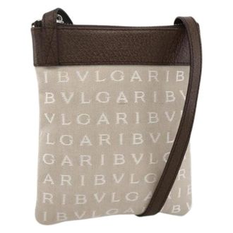 Bulgari Pre-owned Vintage Canvas Schoudertas - Dames - Vintage Schoudertas - Beige - ONE Size - Vintage