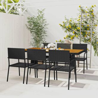 vidaXL Juego De Comedor De Jard&iacute;n 7 Piezas Rat&aacute;n Sint&eacute;tico Negro Vidaxl