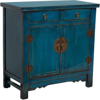 Wanderlust Deco Recibidor De Madera Azul 88x40x87h Cm