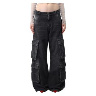 Diesel Wide Jeans, female, Black, Size: W28 Cargo Jeans for Men