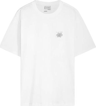 Filling Pieces Tops, Heren, Wit, XL, T-shirt met Geborduurde Knoop