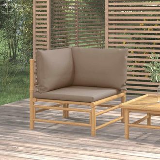 vidaXL Sof&aacute; Esquinero De Jard&iacute;n Bamb&uacute; Con Cojines Gris Taupe Vidaxl