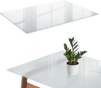 Tulup Piano Tavolo In Vetro Opaco Temperato 4mm - Resistente E Facile Da Pulire - Copertura Protettiva Per Cucina Soggiorno E Sala Da Pranzo 100x70 Cm