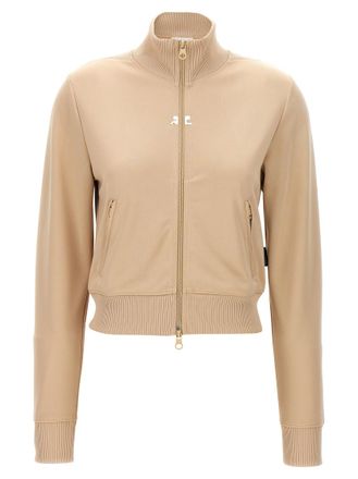 Courr&egrave;ges Beige Solid Mock Collar Sweatshirt