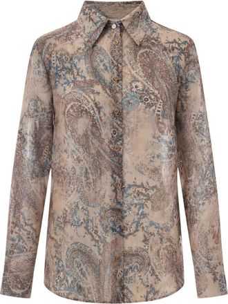 Liu Jo Shirts - Dames - Overhemden - Beige - M - Polyester - Overhemden