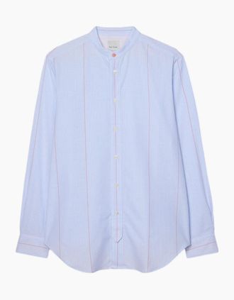 Paul Smith Mens Paul Smith Grandad Collar Shirt 40 Lt Blue - Size: 42/Regular