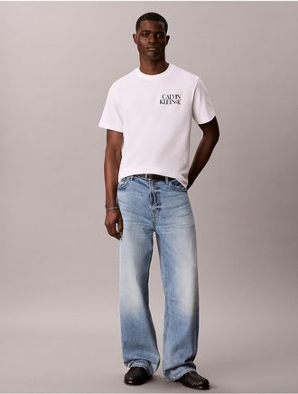 Calvin Klein Jeans Calvin Klein Mens Stacked CK Logo Easy Tee - White - 2XL