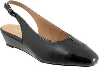 Trotters Dea Slingback Cap Toe Wedge Pump in Black at Nordstrom, Size 10.5