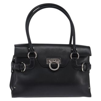 Ferragamo Virna Satchel Leather Black Leather Bag (Pre-Owned)