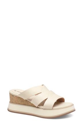 Johnston & Murphy Colleen Platform Wedge Slide Sandal in Bone Nappa Leather at Nordstrom, Size 7.5
