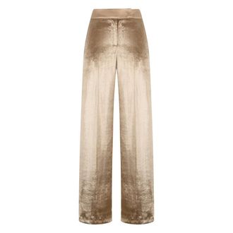 PESERICO Broeken, Dames, Beige, 2Xs, Polyester, Wijde broek